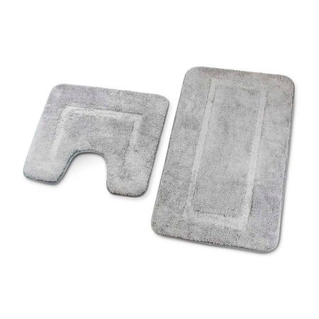 Set Alfombra para baño Orange Cuadro Gris 2 piezas