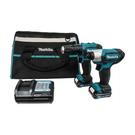 Taladro percutor CLX228 12V + Llave impacto + 2 baterías + cargador Makita