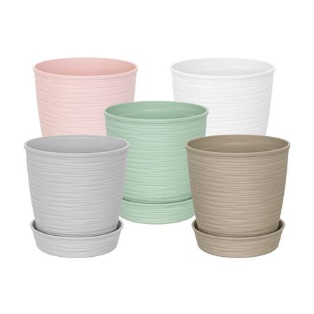 Maceta Redonda Piedra 12x12cm con Plato Reyplast