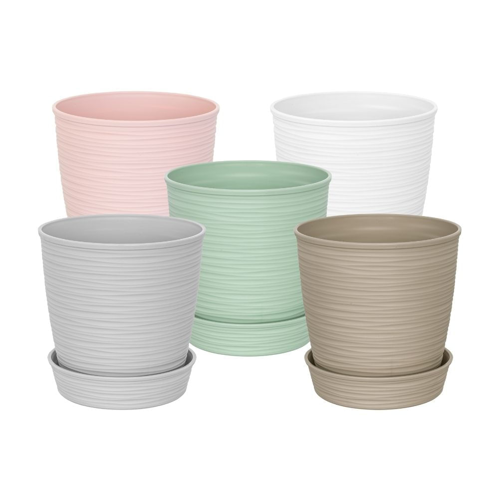 Maceta Redonda Piedra 12x12cm con Plato Reyplast