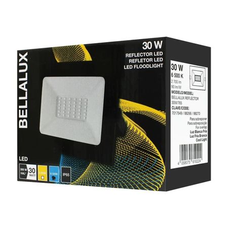 Reflector LED 30W Luz Fría Bellalux Negro Diseño Ultrafino