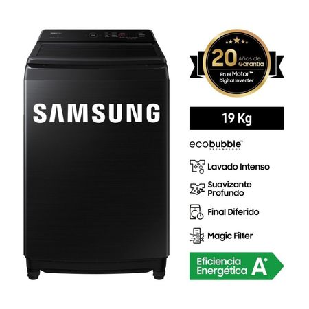 Lavadora Samsung EcoBubble WA19CG6441BVPE Carga Superior Negro 19kg