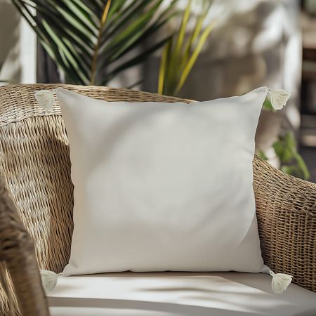 Funda de cojín Beige con borlas 45cm Casa del Mediterráneo Orange