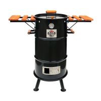 Cilindro Parrillero Chico Meat Master Ahumador Premium Acero Negro + Accesorios