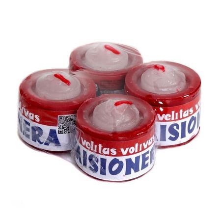 Vela de Cera Misionera Tipo 12 Roja Pack de 4 Unidades