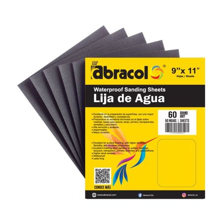 Lija de Agua Abracol Grano 120 en Carburo de Silicio Negro
