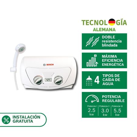 Rapiducha Eléctrica Bosch Essential 5.5kw Blanco con Panel LCD