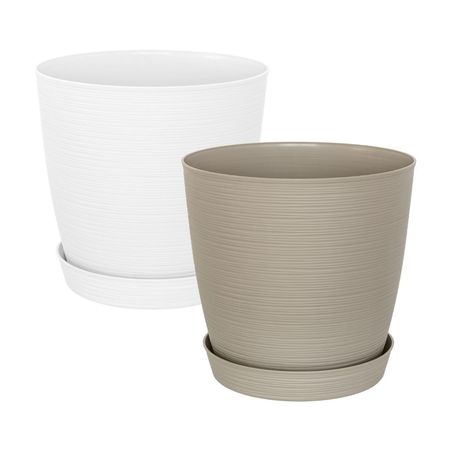 Maceta Redonda Piedra Reyplast 37x35cm con Plato