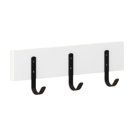 Perchero Simple Blanco con 3 Ganchos Negro Prat-K