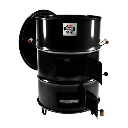Cilindro Parrillero Grande Meat Master Asador Acero Virgen Negro + Accesorios