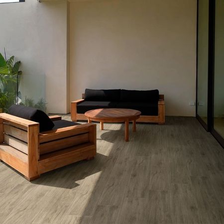 Piso Gress Maderado Maderato Almendro Exterior 19x118cm 1.34m2 Celima