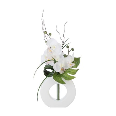 Arreglo Orquídeas 44cm + Jarrón Blanco Atmosphera