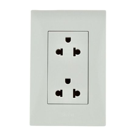 Tomacorriente Doble Universal Simon S220 Blanco Policarbonato 16A 220V