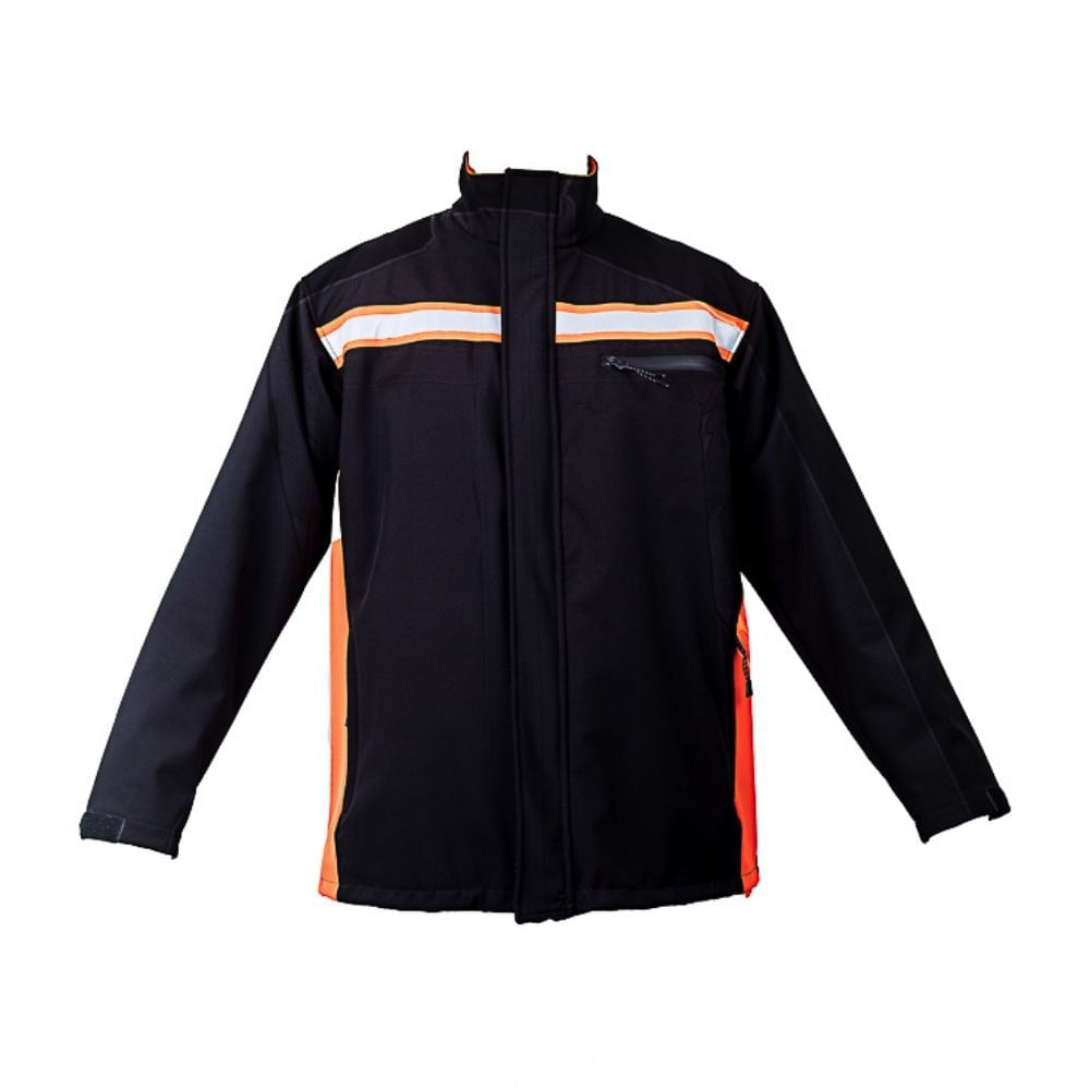 Casaca de Trabajo Drill Soft Negro-Naranja con Cinta Reflectiva Werken Talla XL