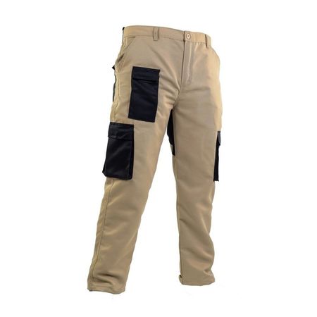 Pantalón de Trabajo Drill Reforz Multibolsillo Beige-Negro Werken - Talla M