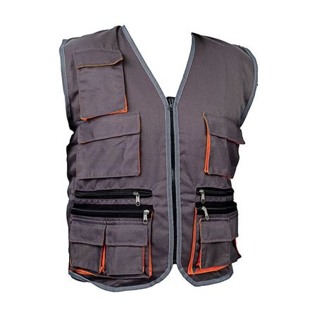 Chaleco de Trabajo Drill Werken Multibolsillo Gris Talla XL