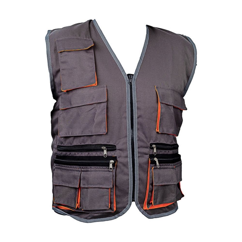 Chaleco de Trabajo Drill Werken Multibolsillo Gris Talla XL