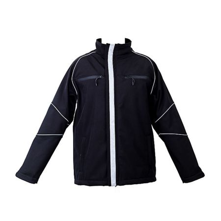 Casaca de Trabajo Drill Softshell Negro Ribete Cinta Reflectiva Werken Talla L