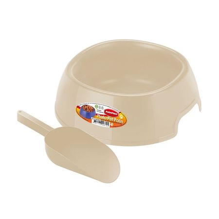 Set Polinplast Plato de Mascotas + Cucharon Chico Crema