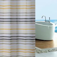 Cortina de Baño con Aros Pitukasa 180x180cm Peva Rayas Naranja