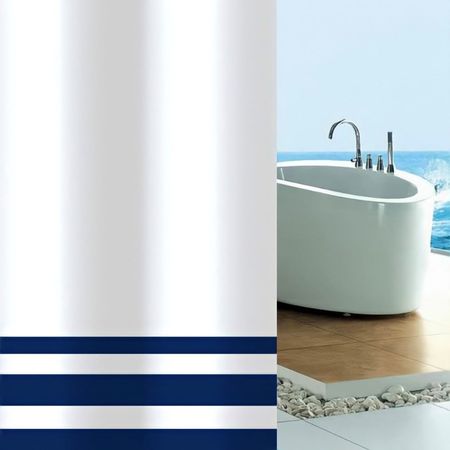 Cortina de baño Peva Rayas Azul Pitukasa