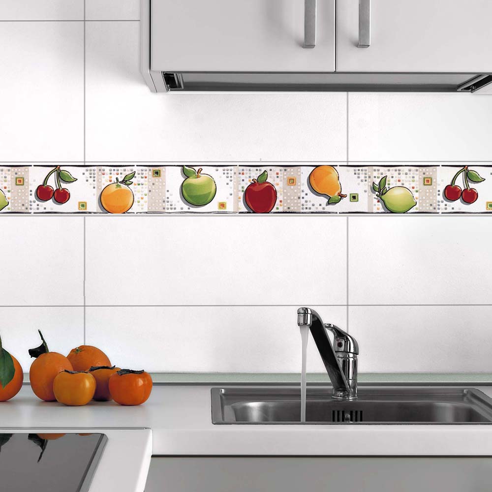 Listelo Cerámico Palmira Blanco Brillante 44.5x5.5 cm Kantu