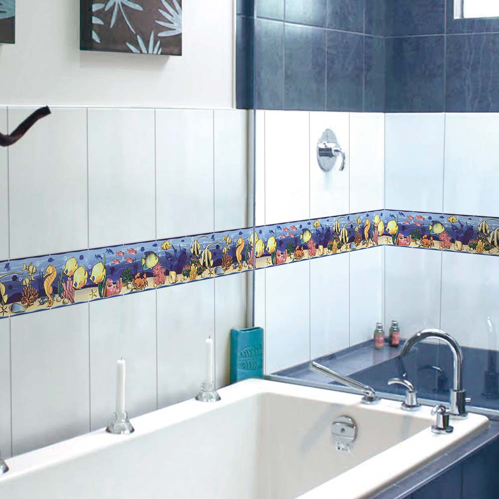 Listelo Cerámico Marino Kantu Blanco Brillante de 44.5x7.5 cm