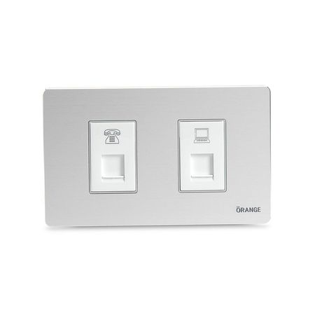 Toma Telefónica + PC Plateado Metallic Orange