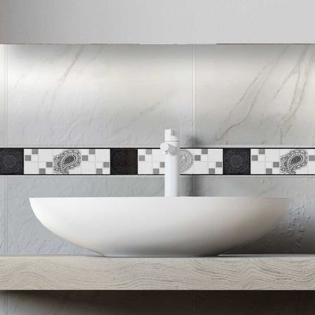 Listelo Cerámico Mandala Kantu 44.6x7.4 cm Brillante