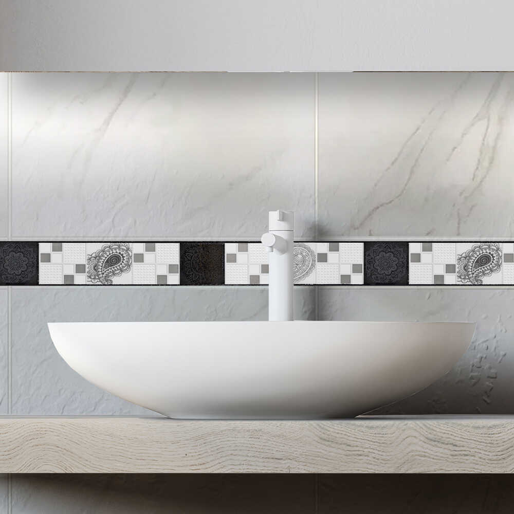 Listelo Cerámico Mandala Kantu 44.6x7.4 cm Brillante