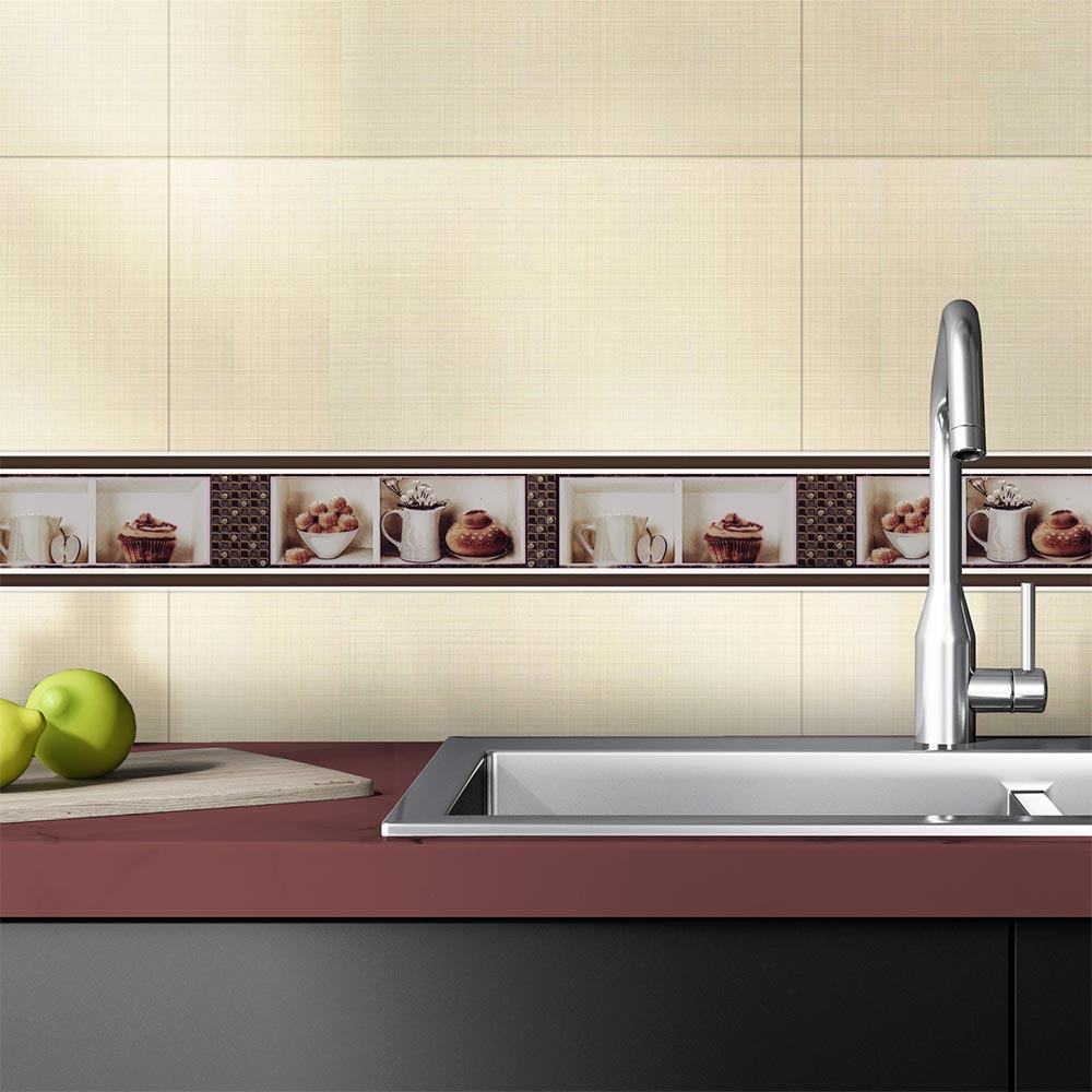 Listelo Cerámico Kantu Frukost Multicolor de 44.6x7.4 cm