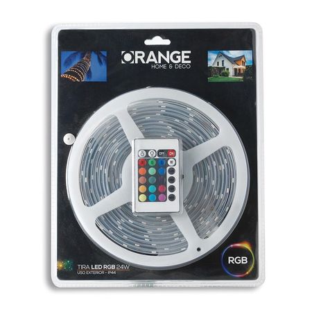 Tira de luces LED 24W RGB para exterior 5 metros Orange