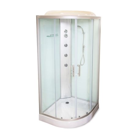 Cabina para ducha ovalada con techo 5mm 4 jets Sunway