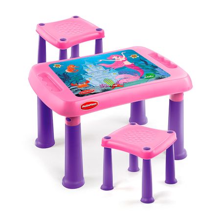 Mesa didactica Niña + 2 bancos Polinplast