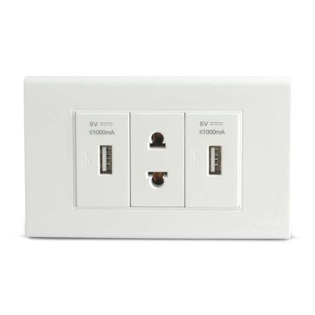 Tomacorriente Universal + 2 tomas USB Orange Classic