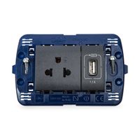 Toma USB + Toma Unipersonal 2P + T Living Light Bticino