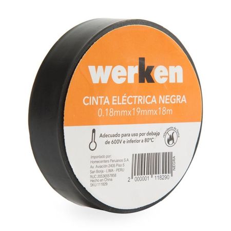 Cinta eléctrica Werken Negra 18 metros
