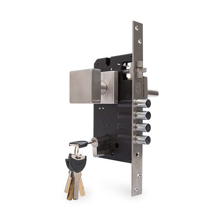 Cerradura de Embutir Cuadrada 3G Acero Inoxidable Forte Plata