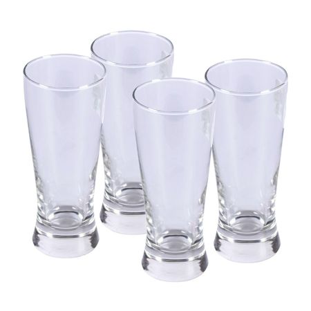 Set de 4 Vasos Cerveceros de Vidrio Orange 11 oz Transparente