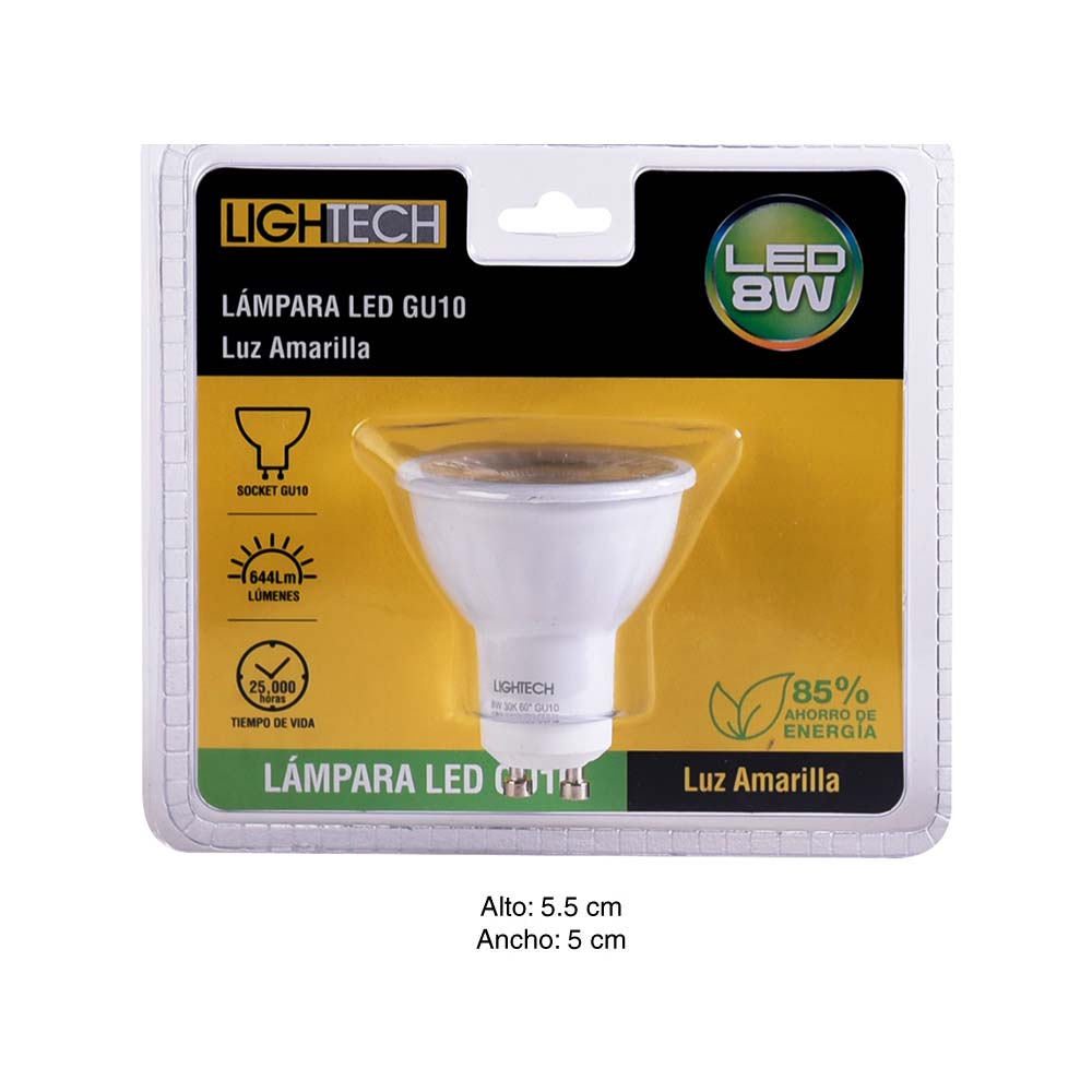 Foco LED 8W GU10 Luz Cálida| plazaVea - plazaVea