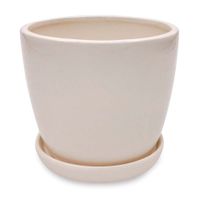 Maceta Decorativa Circular Midori Lisa Arcilla Orange 13.5x11cm Blanco