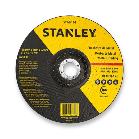 Disco de Desbaste Stanley Modelo STA0414 7'' Negro para Metal