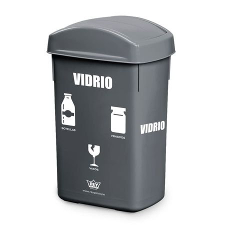 Papelera rectangular 27.8 litros Vidrio Reyplast