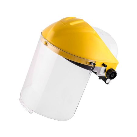 Protector Facial Tridente con Ajuste Ratchet Color Amarillo Plástico Resistente