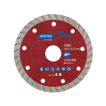 Disco de Corte Diamantado Norton Classic Turbo 4 1/2'x7/8' Plata