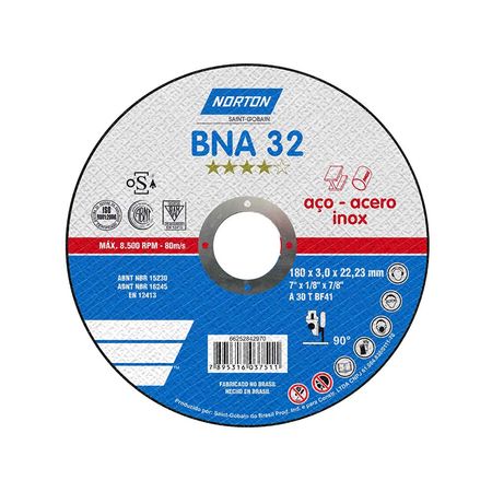 Disco de Corte Norton BNA 32 7' para Acero Inoxidable