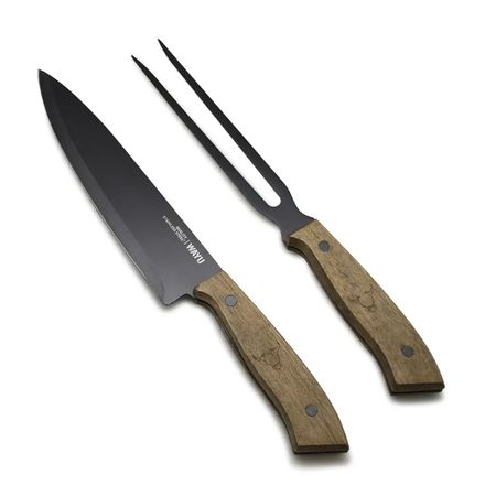 Set Cuchillo + Tenedor Wayu Acero Inoxidable y Mango de Madera