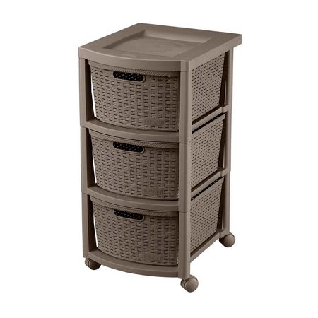 Cajonero 3 gavetas Rattan Mocca