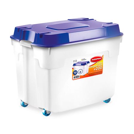 Caja Organizadora Polinplast Mega #200 Azul 164L con Ruedas