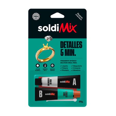 Pegamento Soldimix Súper 5 minutos 35g Blanco Resina Epóxica